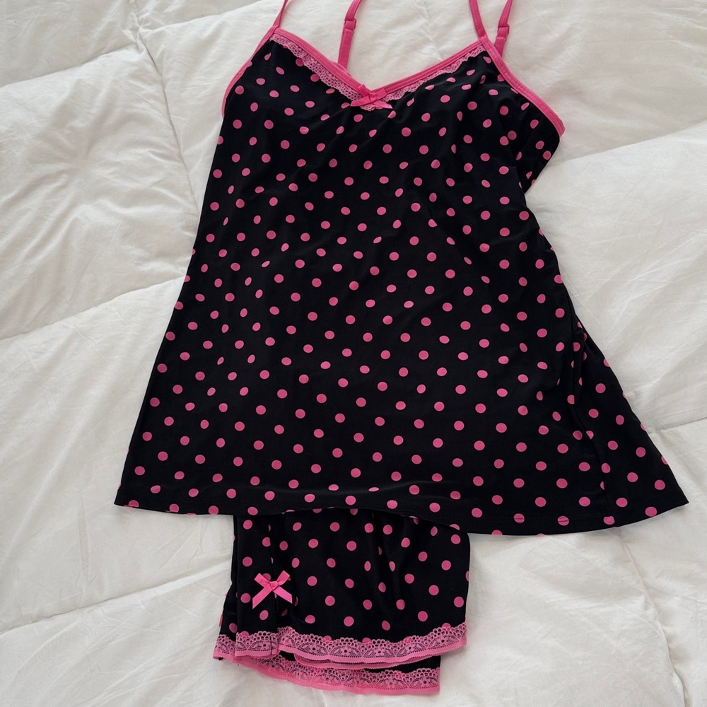 Polka Dot Women's Sleepwear Set by Jenni Black and Pink. Medium